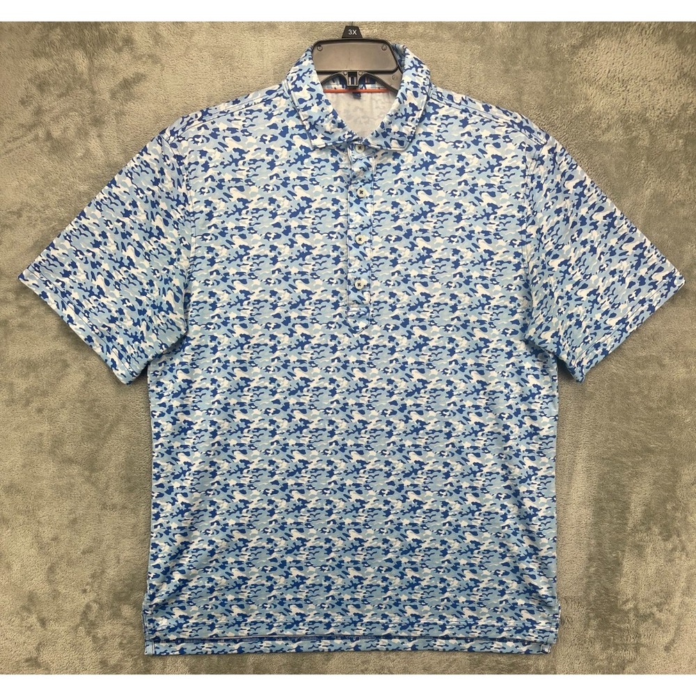 Stitch Men's Polo Shirt‎ Size M/L Blue Camo Golf Athleisure Performance